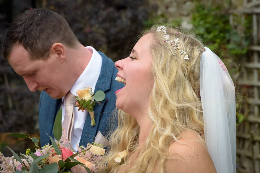 Damien & Laura Wedding-8178-26-4 A happy couple laughing on their wedding day