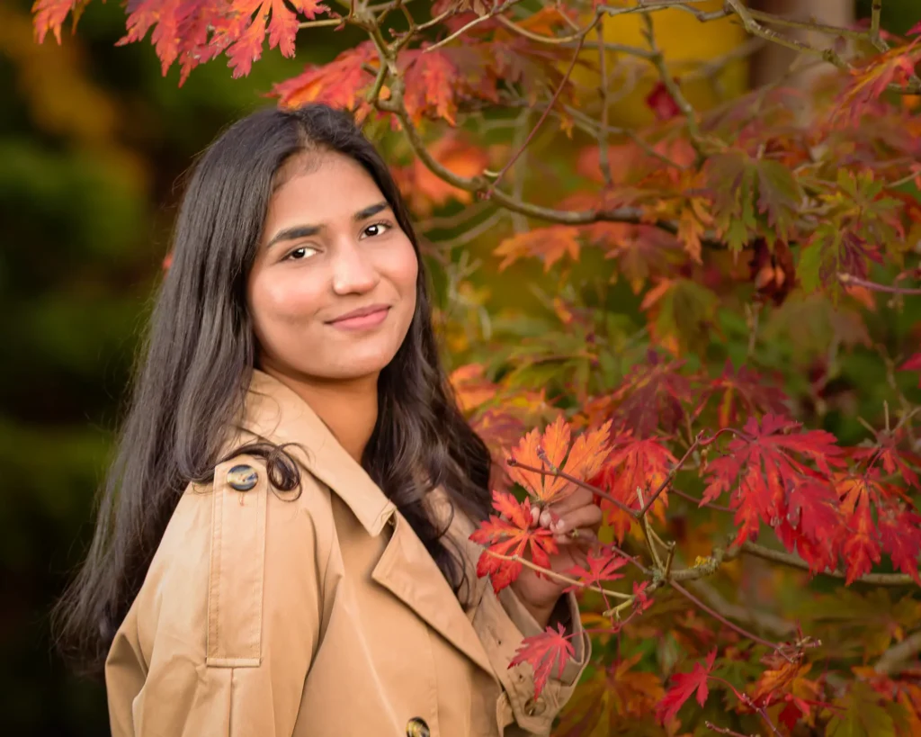 Hina-133-Edit Golden hour autumn portrait photography in Harrogate’s Valley Gardens with Hina, by Dick Lloyd Photography.