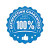 Blue satisfaction guaranteed badge