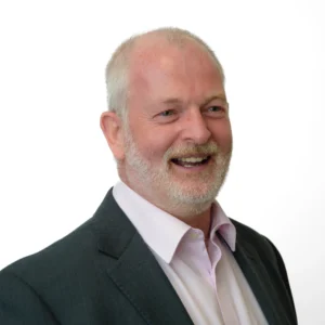 Corporate headshot in Harrogate - businessman wearing white shirt and suit - white bakground